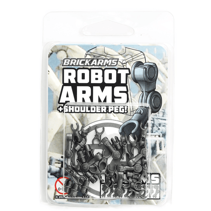 BrickArms Robot Arms + Shoulder Peg: 10 Arms - Orbital Minifigs
